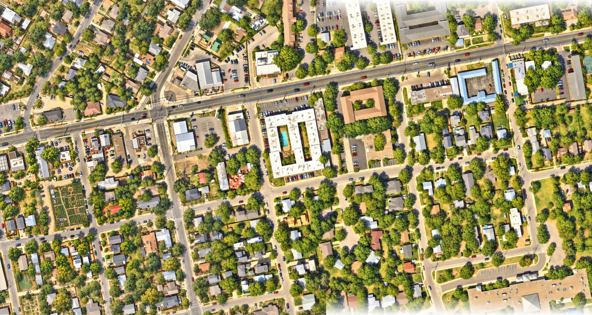 The painted Manor Road neighborhood around Este, Mi Madre’s and School House Pub, continuing east toward Dai Due and Bird Bird Biscuit